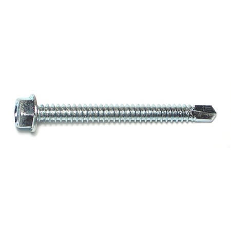 MIDWEST FASTENER Self-Drilling Screw, #14 x 2-1/2 in, Zinc Plated Steel Hex Head Hex Drive, 100 PK 03300